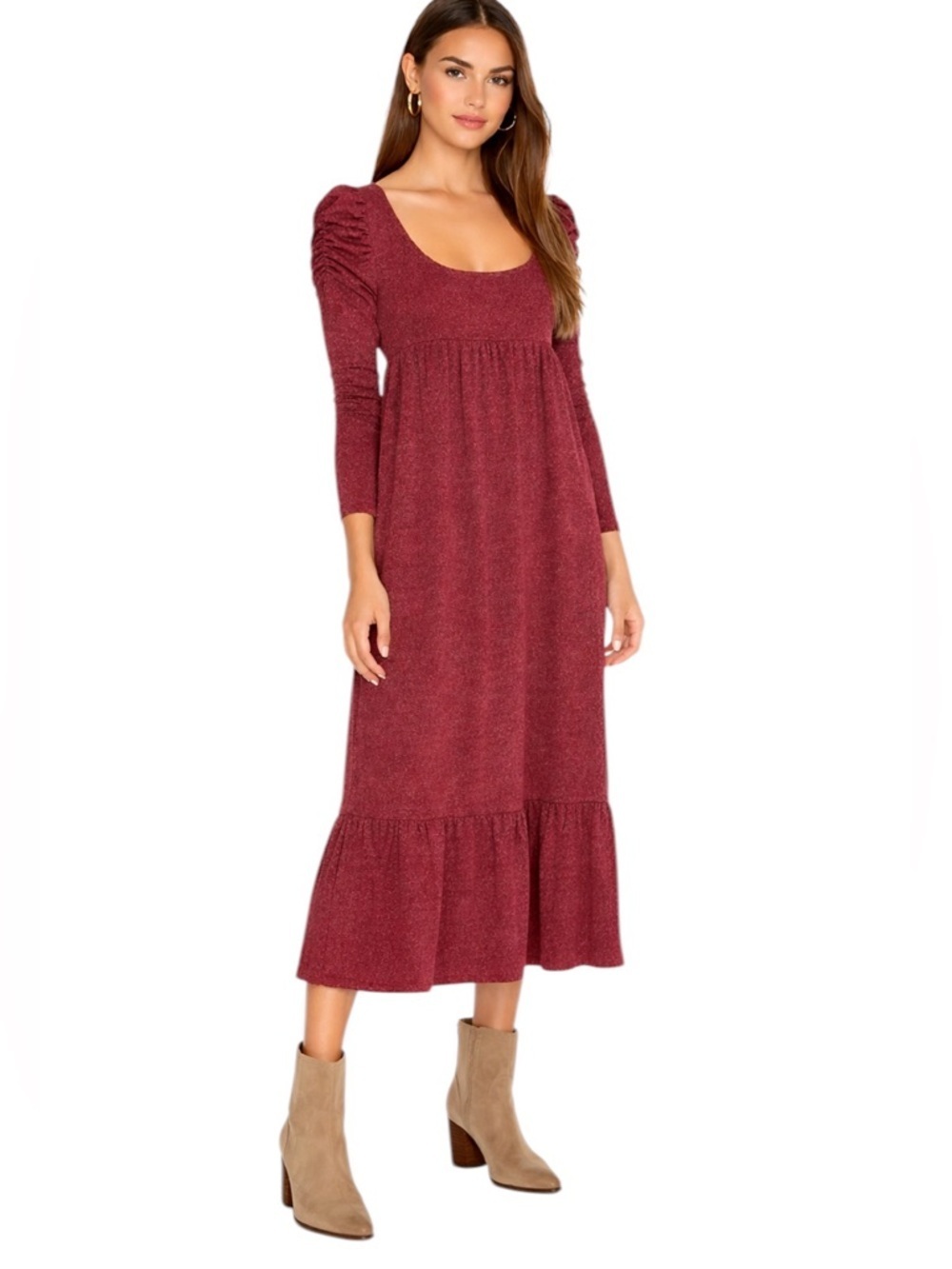 NWT Betsey Johnson Sparkle Metallic Rib Midi Dress Wine Size S - Picture 12 of 12